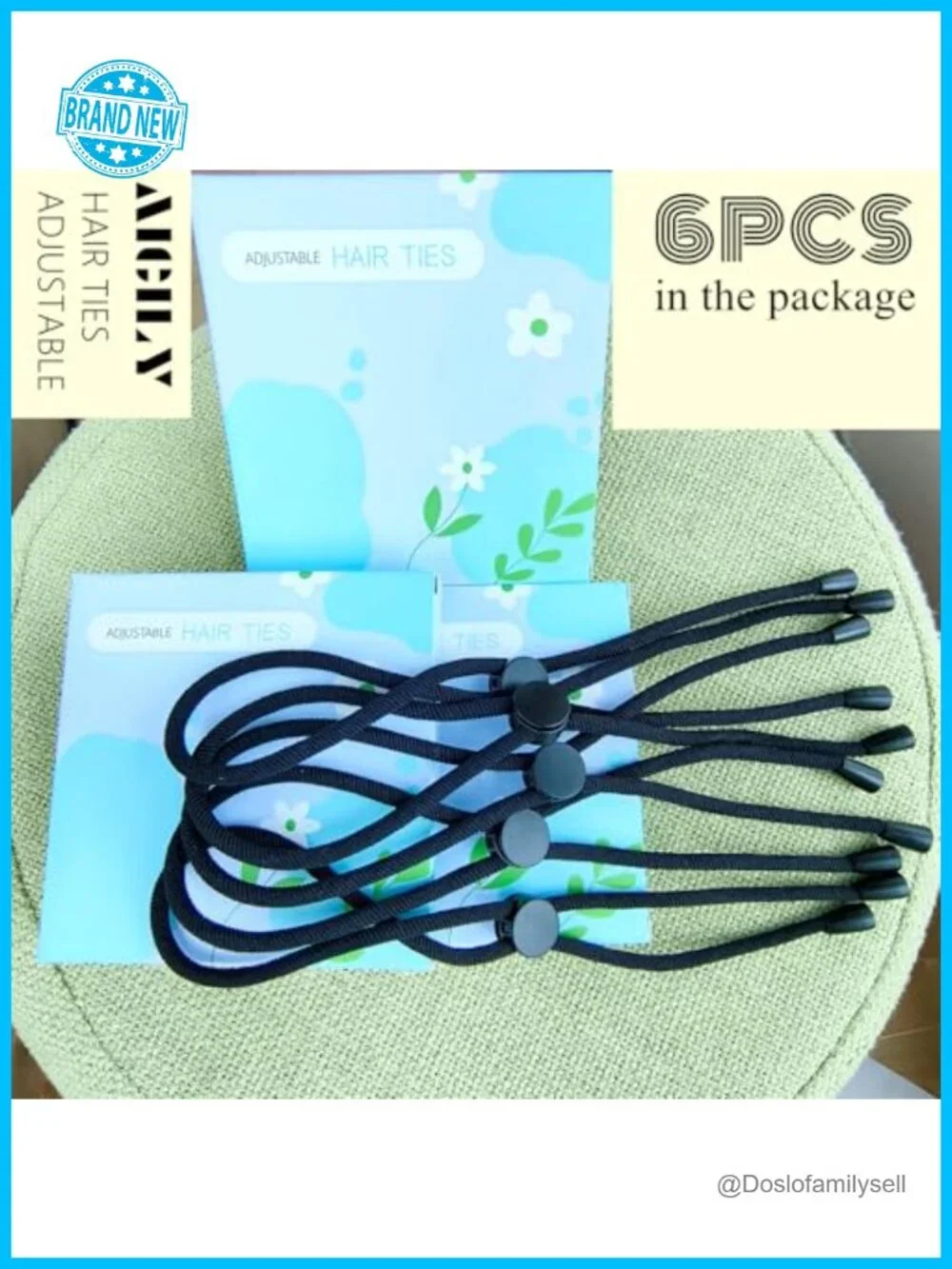 Adjustable Hair Ties for Thick Natural Kinky Hair 6 Pack